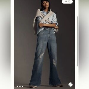 Anthropologie Pilcro The Joey Women's Blue Wide-Leg Jeans Sz 30 Distressed